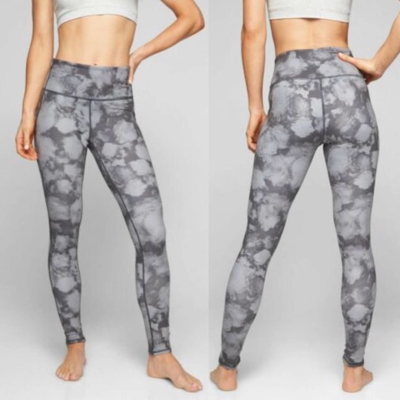 Athleta Pants - Athleta High Rise Tie Dye Floral Crush Chaturanga Leggings/Tight Pants Gray